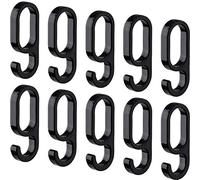 Gedotec Black Plastic Hooks - for Oval Wardrobe Rail H10623 | 10 Pieces | 60 x 23 mm (H x W) | Hanger - Hooks for Sliding onto The Oval Wardrobe Rail