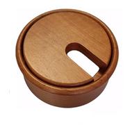 Gedotec Cable aperture cherry wood lacquered | Plain | 1 piece round cable aperture | cable socket drill Ø 80 mm | cable duct for gluing into worktop | desk duct - cable aperture