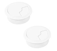 Gedotec Cable duct desk made of sturdy ABS plastic | 2 pieces round cable apertures 80mm | Entry | cable socket white matt | cable duct for pressing in | cable duct desk
