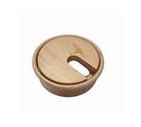 Gedotec Cable grommet beech wood lacquered plain, 1 piece round cable passages, cable box drill diameter 80 mm, cable guide for gluing into worktop, desk duct, cable passage