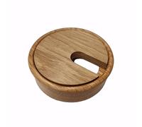 Gedotec Cable aperture lacquered oak wood | Plain | 1 piece round cable aperture | cable socket drill Ø 80 mm | cable duct for gluing into worktop | desk duct - cable aperture