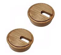 Gedotec Cable grommet, oak wood lacquered, plain, 2 pieces round cable ducts, cable box drill diameter 80 mm, cable guide for gluing into worktop, desk duct, cable passage