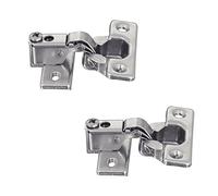 Gedotec Carvans Charnier Short-Sleeved Hinge, Nickel, Steel, Nickel-Plated Metal, Pack of 2, Suitable for 14 mm Door Thickness, 95° Angle, Self-Closing, Pre-Assembled Mounting Plate, Concealed Hinge