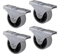 Gedotec Castor Design Fixed Castors with Mounting Plate | Transport Castors for All Floors | Plastic Grey | Castor | Wheel Diameter 40 mm | Load Capacity 25 kg | Set of 4 Furniture Castors