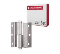 Gedotec Cranked Door Hinge H1919 | D 7.5 mm | Length 50 mm | Matt Nickel-Plated Steel | DIN Right | 2 Pieces - Angled Screw-On Furniture Hinge