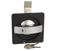 Gedotec Cupboard Lock - Caravan Lock | 1 Set of Silver Rotary Bolt Lock incl. 2 Keys | Square Security Door Lock with Keys | Lockable Switch Cabinet Lock Safe Lock