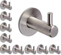 Gedotec Design Coat Hooks Stainless Steel - HOLY | Towel Hooks with Single Hooks |Wall Hooks for screwing | 10 Coat Hooks Silver matt Brushed incl. mounting Material