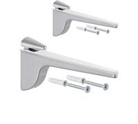Gedotec Design Glass Shelf Support - Matt Silver | 2 pcs - Heavy-Duty Shelf Bracket | Pinocchio | Metal Wall Shelf | Heavy-Duty Shelf Support up to 50 kg | Shelf Support
