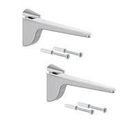 Gedotec Design Glass Shelf Support - Silver Aluminum | 2 Pieces - Heavy Duty Shelf Support | Pinocchio | Metal wall Shelf | Heavy Duty Shelf Support with Load Capacity up to 50 kg | Shelf Support