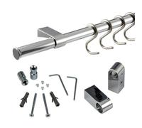 Gedotec Design Kitchen Railing Wall Rail System Stainless Steel Look Railing Set Length: 1200 mm Railing System with 5 S-Hooks with Mounting Material 1 Complete Set Metal Kitchen Rail