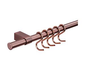 Gedotec Designer Kitchen Rails Wall Railing System Kitchen | Brass Bronze Matt | Rail Set Length 1200 mm | Rail System with 5 S-Hooks with Mounting Material | 1 Complete Set - Metal Kitchen Rail