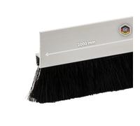 Gedotec Door Draught Excluder as Cold and Insect Protection | 1 Piece - Brush Seal | Length: 2 m | Seal with Dense Bristle Trim Aluminium Black | for Sealing Doors | Screw-On Door Seal