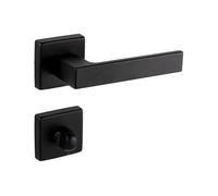 Gedotec Door Handle Aluminum Door Fitting Black Door Handle Room Door on Square Rosette for Interior Doors | Bathroom | Lever Handle Pair Black matt | Push 1317 | 1x Door Set incl. Screws