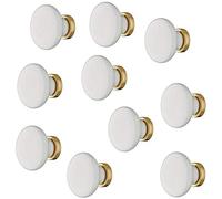 Gedotec Drawer Knob Porcelain White Furniture Handle Antique Knob Vintage Cupboard Knob for Cupboard Doors - CIVA Knob Diameter 25 mm Door Knob Round 1 Piece - Brass Round Knob with Screws