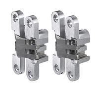 Gedotec Drill-in Hinge in Stainless Steel Look | 2 Pieces - Wooden Hinge Made of Metal | VICI | Nickel-Plated Brushed | 12 x 45 mm | for Screw Mounting | Opening Angle 180°