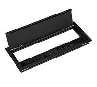 Gedotec Exit G11 Eco Cable Grommet Black Square with Brush Seal | Cable Outlet Desk | Aluminium Cable Box Recessed | 240 x 100 mm | 1 Piece - Cable Outlet Office Table for Inlet