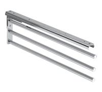 Gedotec extractable towel holder dish holder towel pull-out HOSTEL made of aluminum | Polished chrome | Towel rail 3 arms | Installation length 443 mm | 1 piece - three-armed towel rail
