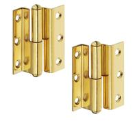 Gedotec Furniture Hinge Brass cranked Room Door Hinge Door Hinge for screwing - H1919 | Screw-on Hinge Length 50 mm | Crank D 7.5 mm | Stop: Right | 2 Pieces - Screw-on Hinge for Doors