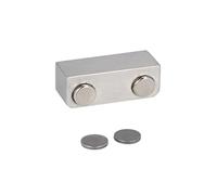 Gedotec Glass Door Magnet for Gluing, 1 Piece, Magnetic Catch, Double, Rust-Proof in Brushed Stainless Steel, Includes Magnetic Plate, Magnetic Strip for Furniture, Cupboard or Glass Door Closer Wall