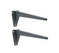 Gedotec Heavy Duty Solid Steel Console | Load Capacity: 150 kg per Pair | Length: 480 mm | Pack of 2 Angle Shelf Brackets | MIRA Angle Bracket | Heavy Duty Brackets in Grey Primed | Heavy Duty Shelf