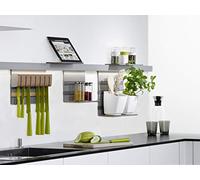 Gedotec Linero MosaiQ Starter Set Mini Kitchen Rails Wall Mounting - Railing System Titanium Grey - Railing Set with 600 mm Profile Strip - Made in Germany - 1 Set Kitchen Rail with Paper Roll Holder