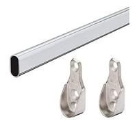 Gedotec metal clothes rail OVAL cabinet rail 1500 mm side wall mounting | Chrome-plated steel cabinet tube Furniture tube 30 x 15 mm | wardrobe rail wardrobe with closet tube storage - 1 piece