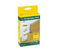 Gedotec Nailofix CH28 Clip Holder Mounting Clips for Skirting Boards with Cable Duct - NH10003 | Invisible Angle Fixing | 1 Pack of 30 Mounting Screws & Dowels for Strip Clips