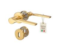 Gedotec Onda Door Handle Set for Interior Doors Made of Metal, Rosette Fitting BB Deadlock Brass, Door Handle for Room Door, Handle Set Round Rosette for Door Thickness 35 to 47 mm