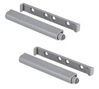 Gedotec Plastic Automatic Push-to-Open Door Catch Grey - Slim | Door Catch Strong | Push Opener for Cupboard Doors | 2 Pieces - Furniture Catch Drawer & Cupboard Doors