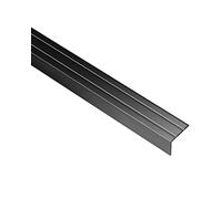 Gedotec Self-Adhesive Stair Edge Profile Aluminium Black 1000 mm - unperforated Angle Profile for bonding 25 x 8 mm - grooved Stair Edge Protector - Made in Germany