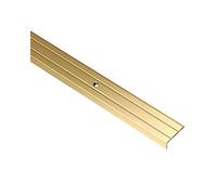 Gedotec Stair Edge Profile alu Screw-on Brass 2000 mm - Perforated Angle Profile 41 x 23 mm - grooved Stair Edge Protector - Made in Germany