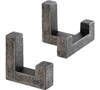 Gedotec TETRIS Wall Hook Square Coat Hook Door 1 Set - Metal Hooks Vintage - TETRIS | Single Hook + Double Hook Antique Iron | Coat Hook Metal Invisible Screwed | Hanger for Wall Mounting