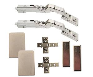 Gedotec Tiomos Mirro Concealed Hinge Nickel-Plated Glass Door Hinge for Mirror Doors and Glass Doors 2 Complete Sets Hinge with Damping Opening Angle 125° Pot Hinge Set with Accessories