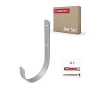 Gedotec Wall Bracket - Galvanized Steel | 6 Pieces Ladder Hooks Curved 180 x 100 mm | in astening Material | wall Hooks for screwing