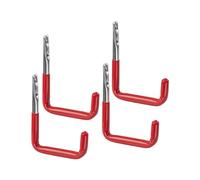 Gedotec Wall Hooks Garage Hooks Workshop Ladder Hooks Red Rubberised Large Heavy Duty Device Holder 213 x 150 mm Load Capacity 37 kg Wall Tool Hooks for Screwing Set of 4