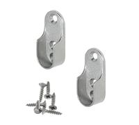 Gedotec Wardrobe Rail Bearing Oval Bracket for Clothes Rail Cupboard | 30 x 15 mm | OVA | Pack of 2 - Metal Clothes Rail Holder for Oval Rod | Nickel-Plated Steel | Wardrobe