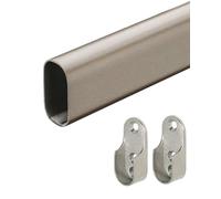 Gedotec Wardrobe Rail Metal Wardrobe Rail Wardrobe Pipe 1500 mm Furniture Pipe with Oval Bracket Titanium Grey 1 Piece Clothes Rail Wall Mounting with Rod Fixings