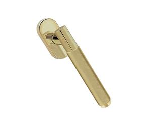 Gedotec Window Handle Matte Brass | 1 Piece | Marion | tilt and Turn louvre Handle Without Locking Cylinder | Window Fitting for Windows | Modern Window Handle on Oval Rose | 42 mm pin Length