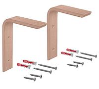 Gedotec Wooden Console Wall Brackets | 2 Pieces | 150 x 100 mm | Beech Shelf Brackets | L Shape | Unfinished Natural Wood Colour | Wall Mount