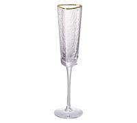 GEDOX Clear Champagne Glasses - Espresso Cups Wedding Decoration | Reusable Stemmed Party Wine Glasses | Wine Cocktail Glasses - Gold Glitter Champagne Glasses