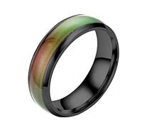 GEDOX Couple Color Changing Ring - Stainless Steel Custom Matching Promise Rings | Color Changing Heart Mood Ring | Wedding Band Promise Ring - Emotional Warmth Color Changing Ring
