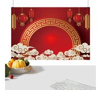 GEDOX Happy New Year Backdrop Banner 2024 Happy Lunar New Year Backdrop 2024-47x31 Inch Chinese Style Red Golden Dragon Background - Golden Dragon Year Backdrop Banner