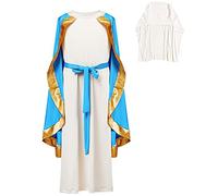 GEDOX Mother Of Jesus Costume, Holy Mother Costume, Christmas Pageant Mary Costumes Delicate Shepherd Costume, Halloween Cosplay Dress For Girls Boys