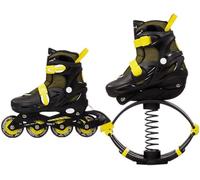 GEDRACKPMYN Jumping Shoes, 2 in 1 Roller Skates Bouncing Shoes, Anti-Gravity Running Boots, Adults/Kids/Child Youth Kangaroo Shoes Jumping Stilts Fitness Exercise,S,Yellow