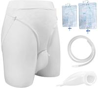 GEDRACKPMYN Reusable Male Urine Bag, Wearable Portable Urinals, Silicone Urinal Urine Collector with 2 Urine Catheter Bags, 1000ML and 2000ML,Normal men