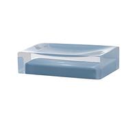 Gedy Auckland Soap Dish, Dimensions and Weight: 3 x 11 x 7 cm & 0.15 kg, Solid Soap Holder in Transparent Resin, Light Blue Finish, R&D Design, Handmade, 2 Year Warranty