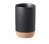 Gedy Black G-Canberra Toothbrush Holder for Bathroom, Size and Weight: 10.5 x 7 cm and 0.25 kg, Toothpaste Holder and Toothbrush Ceramic and Cork Black Finish, R&D Design, 2 Years