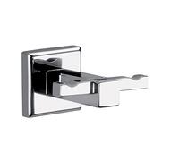 Gedy Colorado Double Wall Hooks Stainless Steel and Cromall, Bathrobe Hanger with Included Screws or Adhesive, Load Weight 7 kg, 4.2 x 6.5 x 6 cm