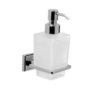 GEDY Dosasapone Colorado Soap Dispenser, Stainless Steel, Cromall and Satin Glass, Fixed with Screws or Glue, 15.5 x 7 x 11 cm, Matt Black, Capacity 230 ml