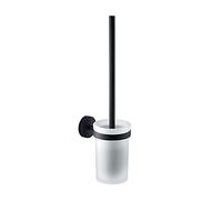 Gedy Eros WC Wall Toilet Brush, Glass, Black, 36.6 x 8.5 x 12 cm